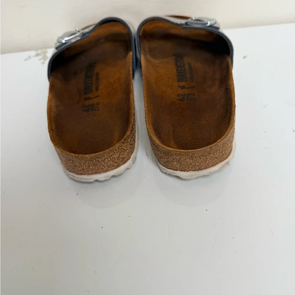 Birkenstock Madrid Silver One Strap Open Toe Slides Sandals  EU 42 L11/M9 - Picture 4 of 5